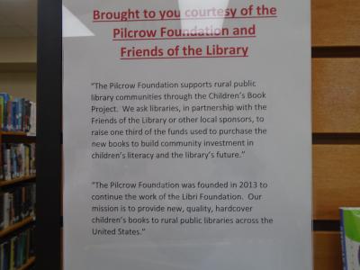 Pilcrow Foundation Children's books awarded to the Howey library through a grant. Sponsored by the Friends of the Library