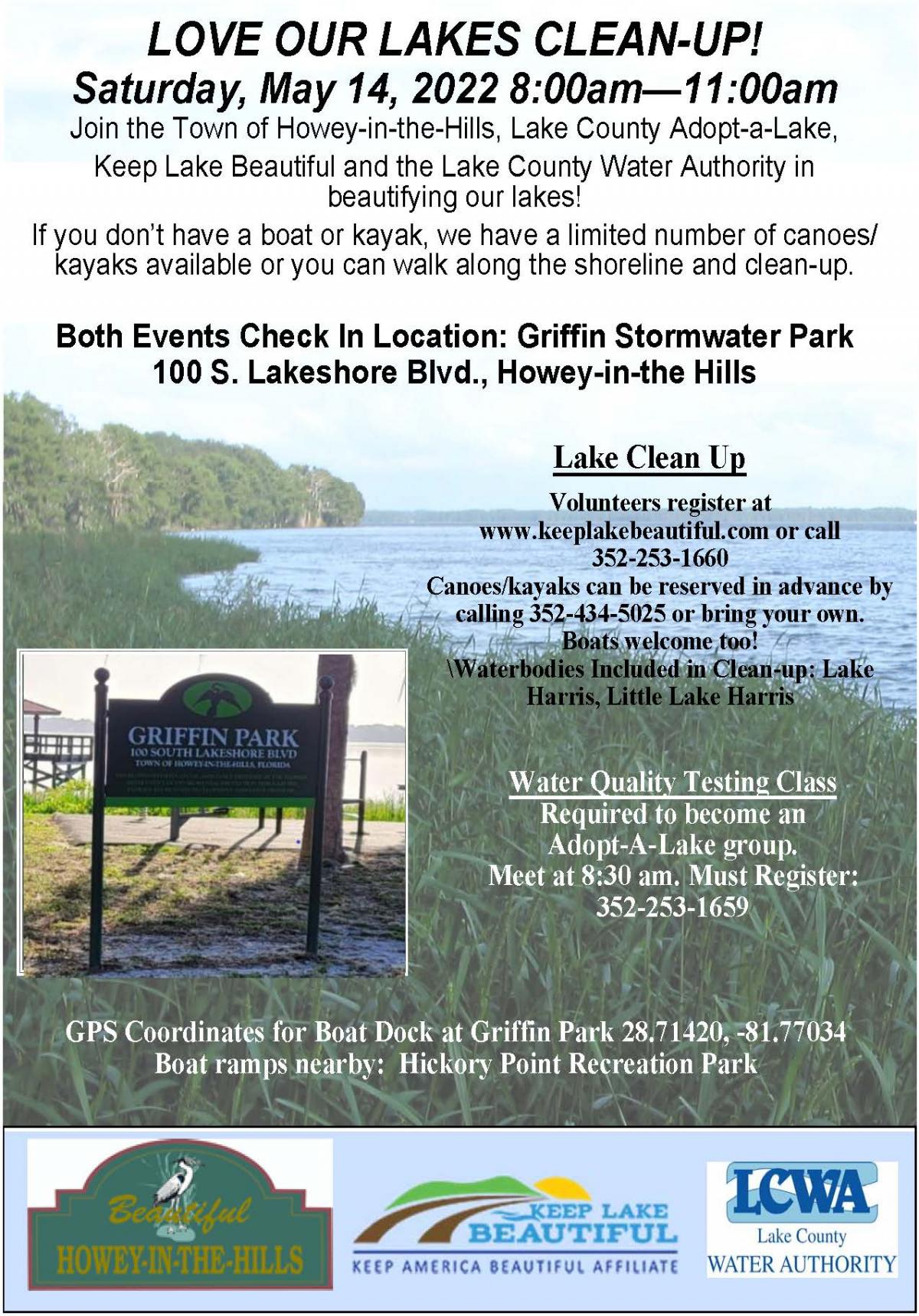 Love Our Lakes cleanup event flier