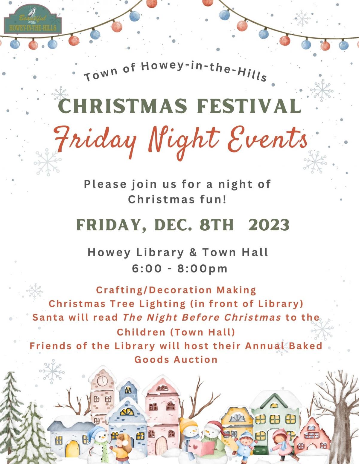 Christmas Festival Friday night events Notice