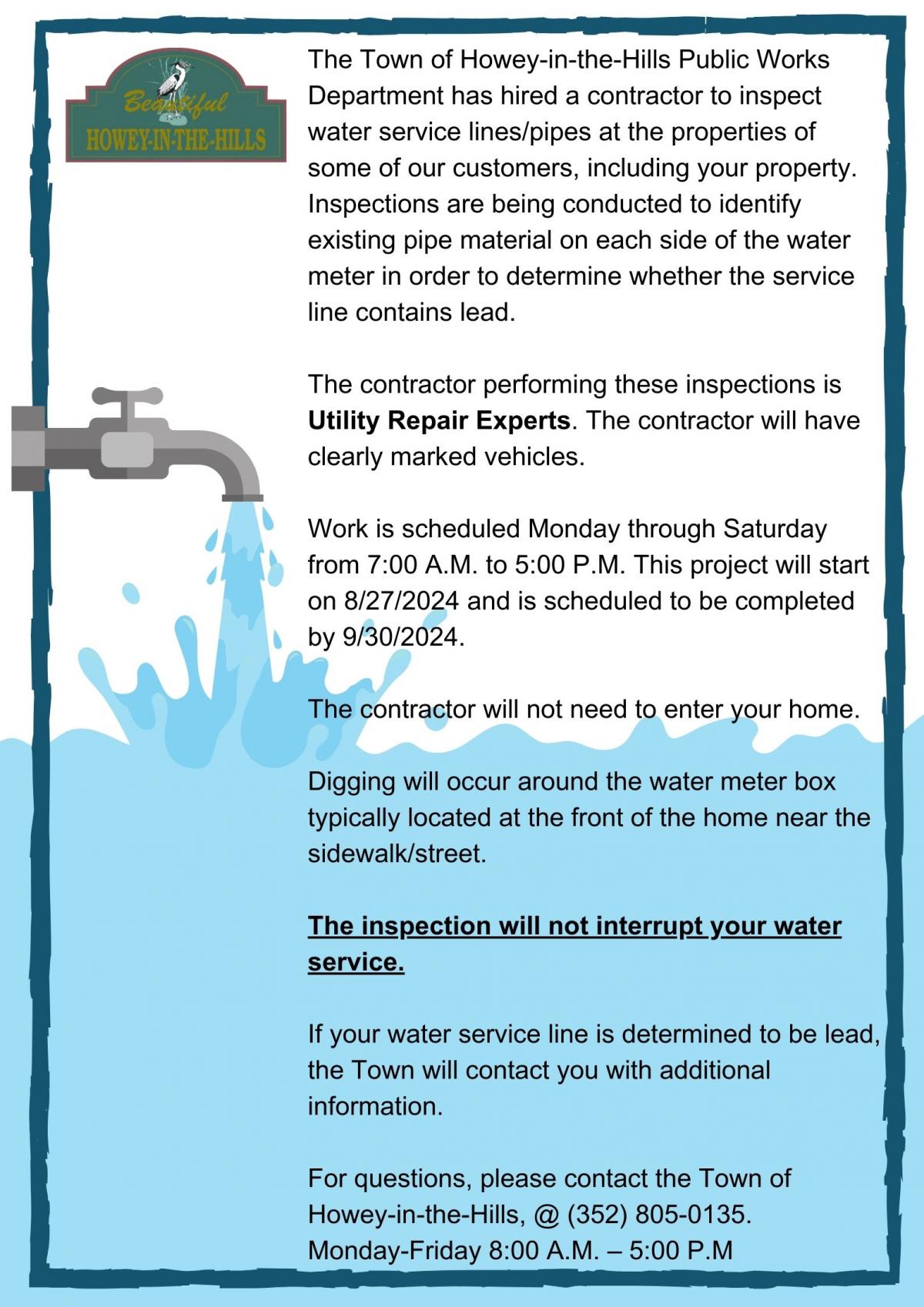 Water Service Lines Inspection Notice