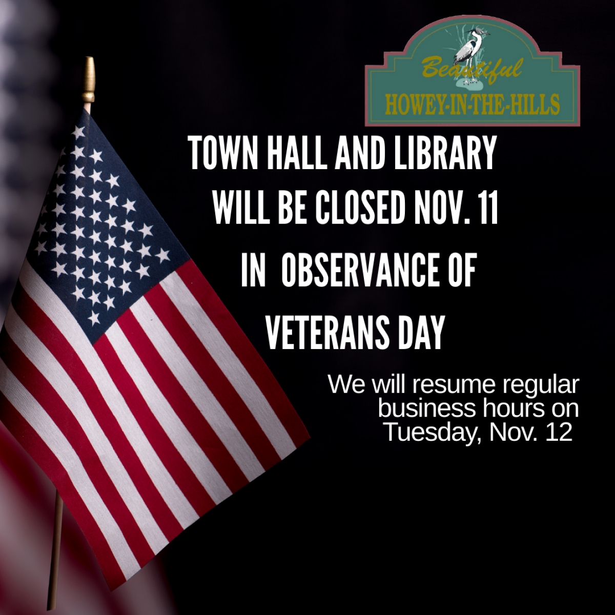 Town Office closed for Veterans Day Notice