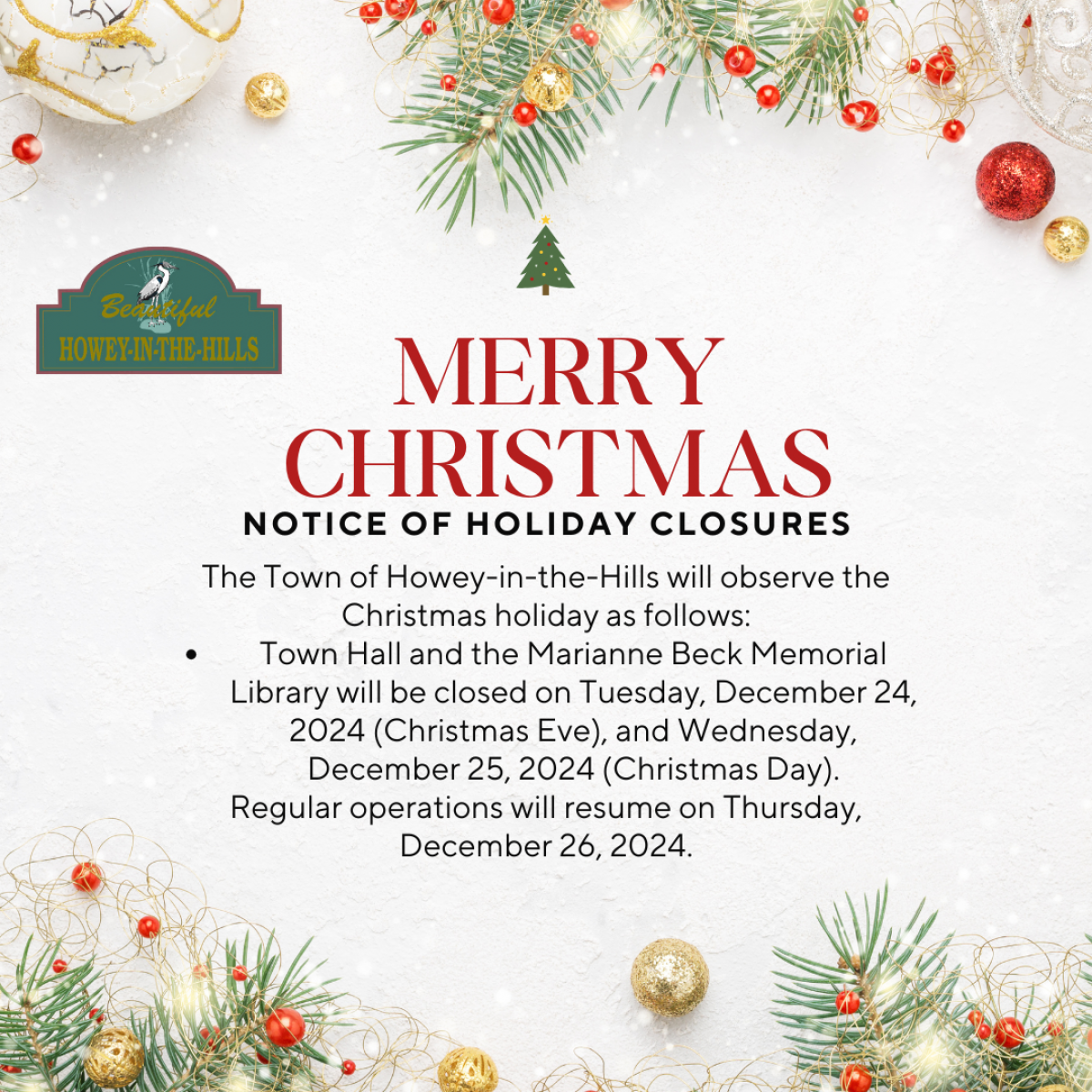 Christmas Closure Notice